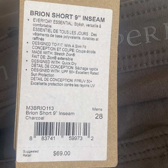 (A53) PRANA Men's Brion 9" Shorts in Charcoal, Size 28, NWT - Picture 11 of 13